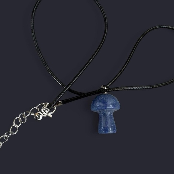 Blue Aventurine Mushroom Pendant Necklace - Picture 3 of 3